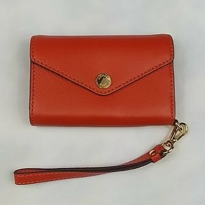 MICHAEL KORS BURNT ORANGE LEATHER WRISTLET